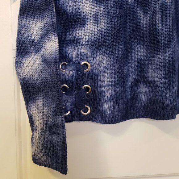 Justice Girl's Blue White Tie-Dye Cotton Acrylic Knitted Laced Sweater-Size M-12 - Picture 4 of 7